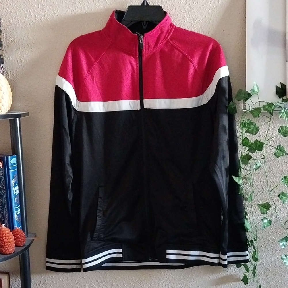Men's Athletic Works Small Red and Black Colorblock Jacket Windbreaker